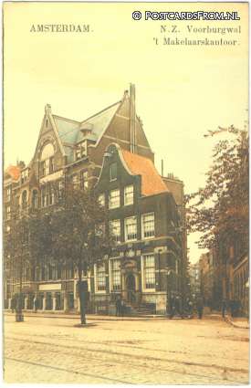 Amsterdam, N.Z. Voorburgwal. 't Makelaarskantoor ansichtkaart: Amsterdam, N.Z. Voorburgwal. 't Makelaarskantoor