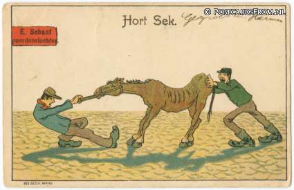 --, Hort Sek. E. Schaaf, Paardenslachter ansichtkaart: --, Hort Sek. E. Schaaf, Paardenslachter
