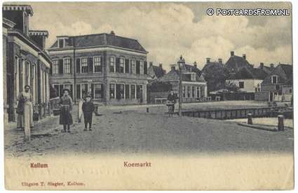 ansichtkaart: Kollum, Koemarkt