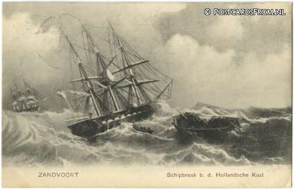 Zandvoort, Schipbreuk b.d. Hollandsche Kust ansichtkaart: Zandvoort, Schipbreuk b.d. Hollandsche Kust