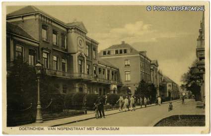 Doetinchem, van Nispenstraat met Gymnasium ansichtkaart: Doetinchem, van Nispenstraat met Gymnasium