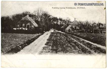 ansichtkaart: Putten, Postweg ingang Putterbosch