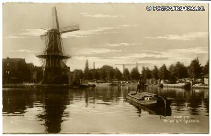 ansichtkaart: Haarlem, Molen a.h. Spaarne