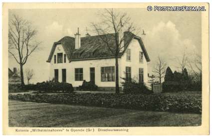 Opende, Kolonie 'Wilhelminahoeve'. Directeurswoning ansichtkaart: Opende, Kolonie 'Wilhelminahoeve'. Directeurswoning