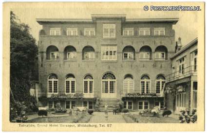 ansichtkaart: Middelburg, Tuinzijde, Grand Hotel Verseput