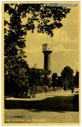 ansichtkaart: Ede, Lindelaan met Watertoren