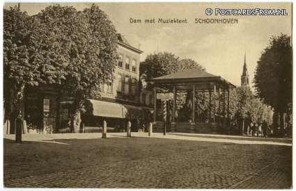 Schoonhoven, Dam met Muziektent ansichtkaart: Schoonhoven, Dam met Muziektent