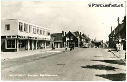 ansichtkaart: Papendrecht, Kruispunt Dijk-Eilandstraat