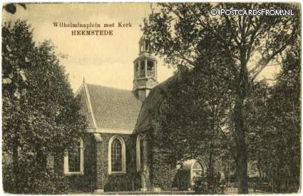 Heemstede, Wilhelminaplein met Kerk ansichtkaart: Heemstede, Wilhelminaplein met Kerk