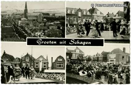 ansichtkaart: Schagen, Groeten uit