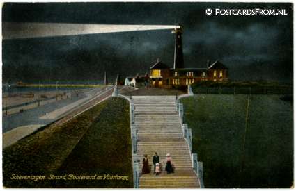 ansichtkaart: Scheveningen, Strand, Boulevard en Vuurtoren
