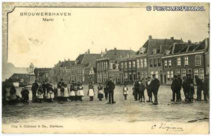 Brouwershaven, Markt ansichtkaart: Brouwershaven, Markt