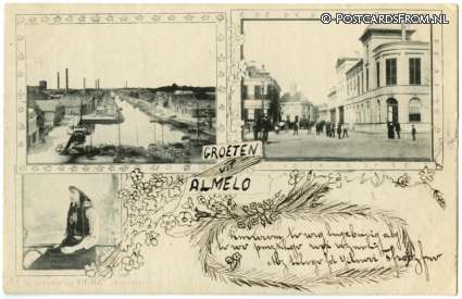 ansichtkaart: Almelo, Groeten uit
