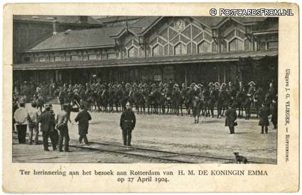 Rotterdam, Ter herinnering a.h. bezoek van Koningin Emma op 17 April 1904 ansichtkaart: Rotterdam, Ter herinnering a.h. bezoek van Koningin Emma op 17 April 1904