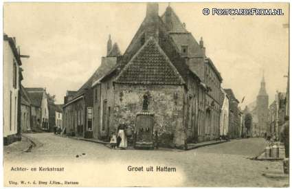 Hattem, Groet uit. Achter- en Kerkstraat ansichtkaart: Hattem, Groet uit. Achter- en Kerkstraat