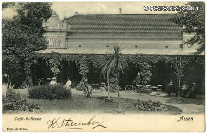 ansichtkaart: Assen, Cafe-Bellevue