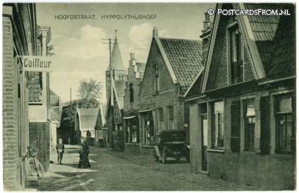 Hippolytushoef, Hoofdstraat. Coiffeur ansichtkaart: Hippolytushoef, Hoofdstraat. Coiffeur
