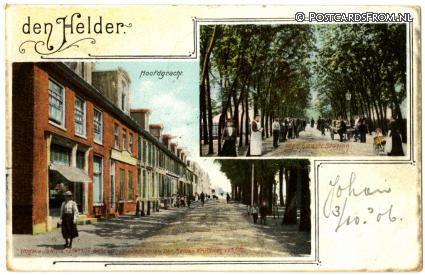 Den Helder, Hoofdgracht. Weg naar 't Station ansichtkaart: Den Helder, Hoofdgracht. Weg naar 't Station