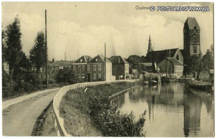 ansichtkaart: Oudewater, IJselgezicht met toren