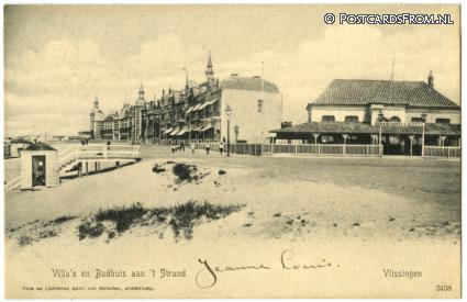 ansichtkaart: Vlissingen, Villa's en Badhuis aan 't Strand