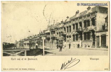 ansichtkaart: Vlissingen, Oprit van af de Boulevard. Societeit Unitas
