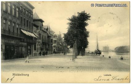 ansichtkaart: Middelburg, Loskade. Hotel du Commerce