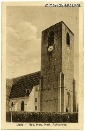ansichtkaart: Lisse, Ned. Herv. Kerk, Achterweg