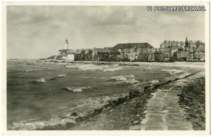 ansichtkaart: Urk, Storm voor Urk