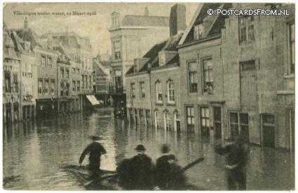 ansichtkaart: Vlissingen, Onder water, 12 Maart 1906