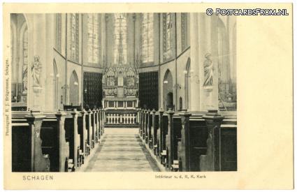 ansichtkaart: Schagen, Interieur v.d. R.K. Kerk