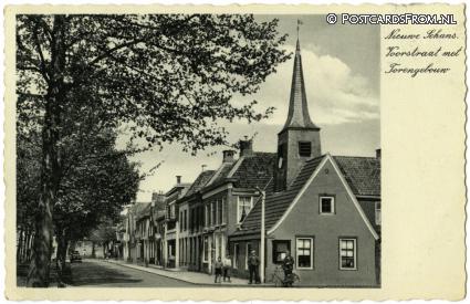 ansichtkaart: Bad Nieuweschans, Voorstraat met Torengebouw