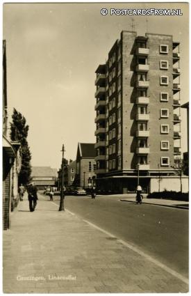 ansichtkaart: Groningen, Linaeusflat