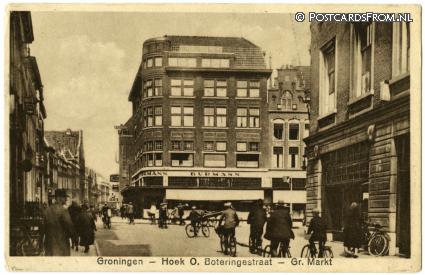 ansichtkaart: Groningen, Hoek O. Boteringestraat - Gr. Markt