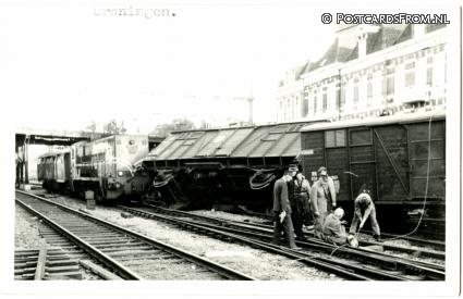 ansichtkaart: Groningen, Ontsporing 30-5-1963