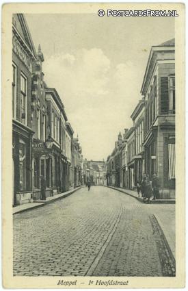 ansichtkaart: Meppel, 1e Hoofdstraat. Hotel Westerbeek