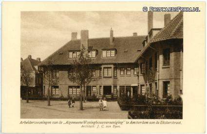 ansichtkaart: Amsterdam, Eksterstraat. Arbeiderswoningen 'Algemene Woningbouwver.'