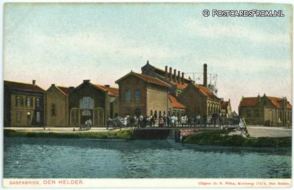 ansichtkaart: Den Helder, Gasfabriek