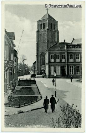 Tiel, R.K. Kerk. Gymnasium ansichtkaart: Tiel, R.K. Kerk. Gymnasium