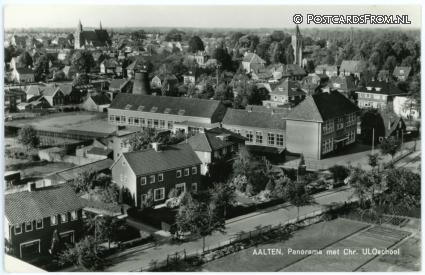 ansichtkaart: Aalten, Panorama met Chr. ULO School