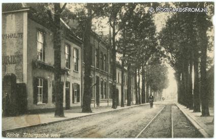 ansichtkaart: Goirle, Tilburgsche weg. Tram Halte