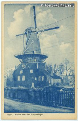ansichtkaart: Delft, Molen aan den Spoorsingel