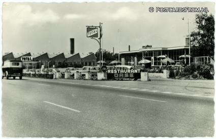 ansichtkaart: Rijen, Rest. 'Oase' Total-Service-Station. J. Dreijer-Seelen Rijksweg 1