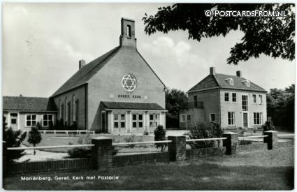 Marienberg, Geref.Kerk met Pastorie ansichtkaart: Marienberg, Geref.Kerk met Pastorie