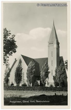 ansichtkaart: Hoogeveen, Geref. Kerk. Bentinckslaan