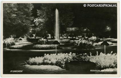 ansichtkaart: Enschede, Tentoonstelling 'FF' 1951. Rosarium met Fontein