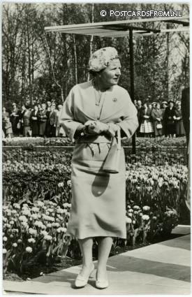 ansichtkaart: Lisse, Keukenhof 23 april 1959. H.M. Koningin Juliana