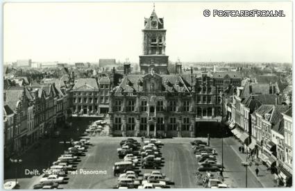 Delft, Stadhuis met Panorama ansichtkaart: Delft, Stadhuis met Panorama