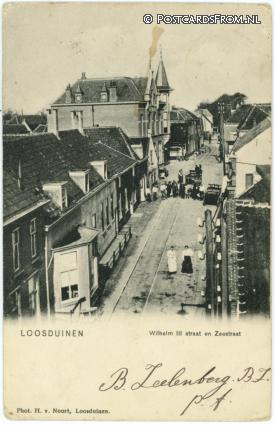 ansichtkaart: Loosduinen, Wilhelm III straat en Zeestraat
