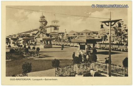 Amsterdam, E.N.T.O.S. Oud-Amsterdam: Lunapark - Golvenbaan ansichtkaart: Amsterdam, E.N.T.O.S. Oud-Amsterdam: Lunapark - Golvenbaan