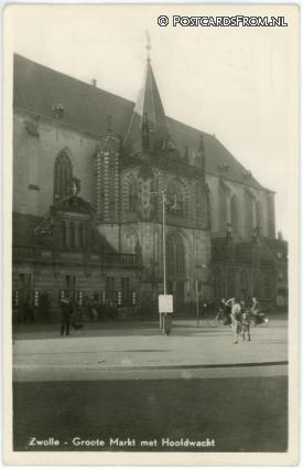 Zwolle, Groote Markt met Hoofdwacht ansichtkaart: Zwolle, Groote Markt met Hoofdwacht